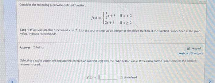 Solved Consider the following piecewise-defined function. | Chegg.com