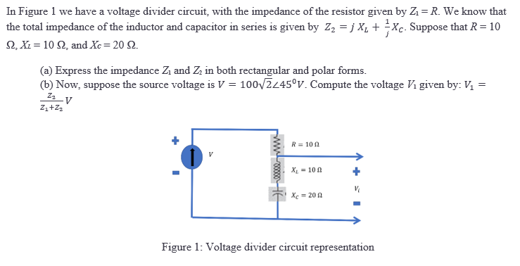 Solved In Figure 1 ﻿we have a voltage divider circuit, with | Chegg.com