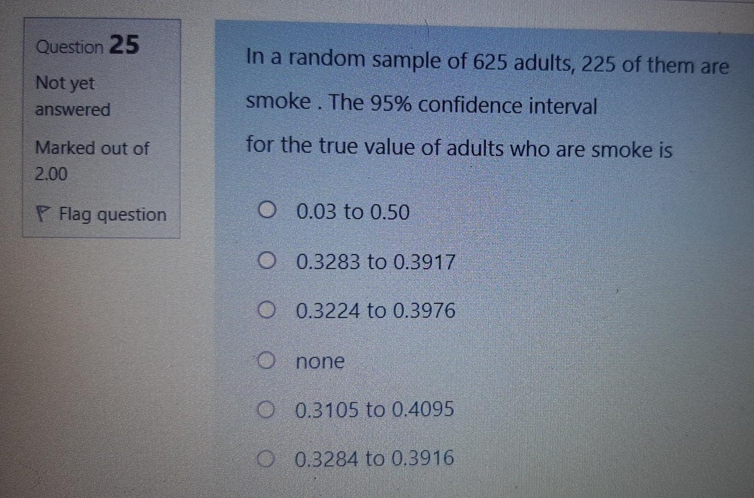 Solved Question 25 In a random sample of 625 adults, 225 of | Chegg.com