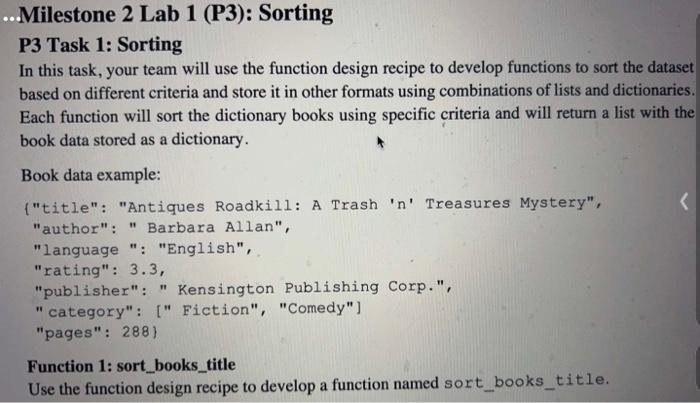 Solved ..Milestone 2 Lab 1 (P3): Sorting P3 Task 1: Sorting | Chegg.com