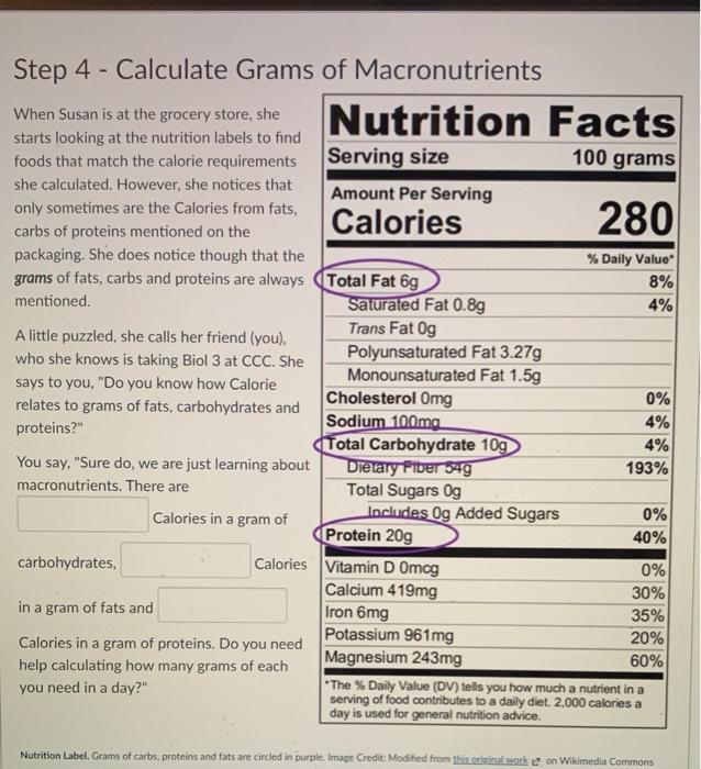 Solved Step 2 - Calculate Total Calories Of Course, Susan | Chegg.com