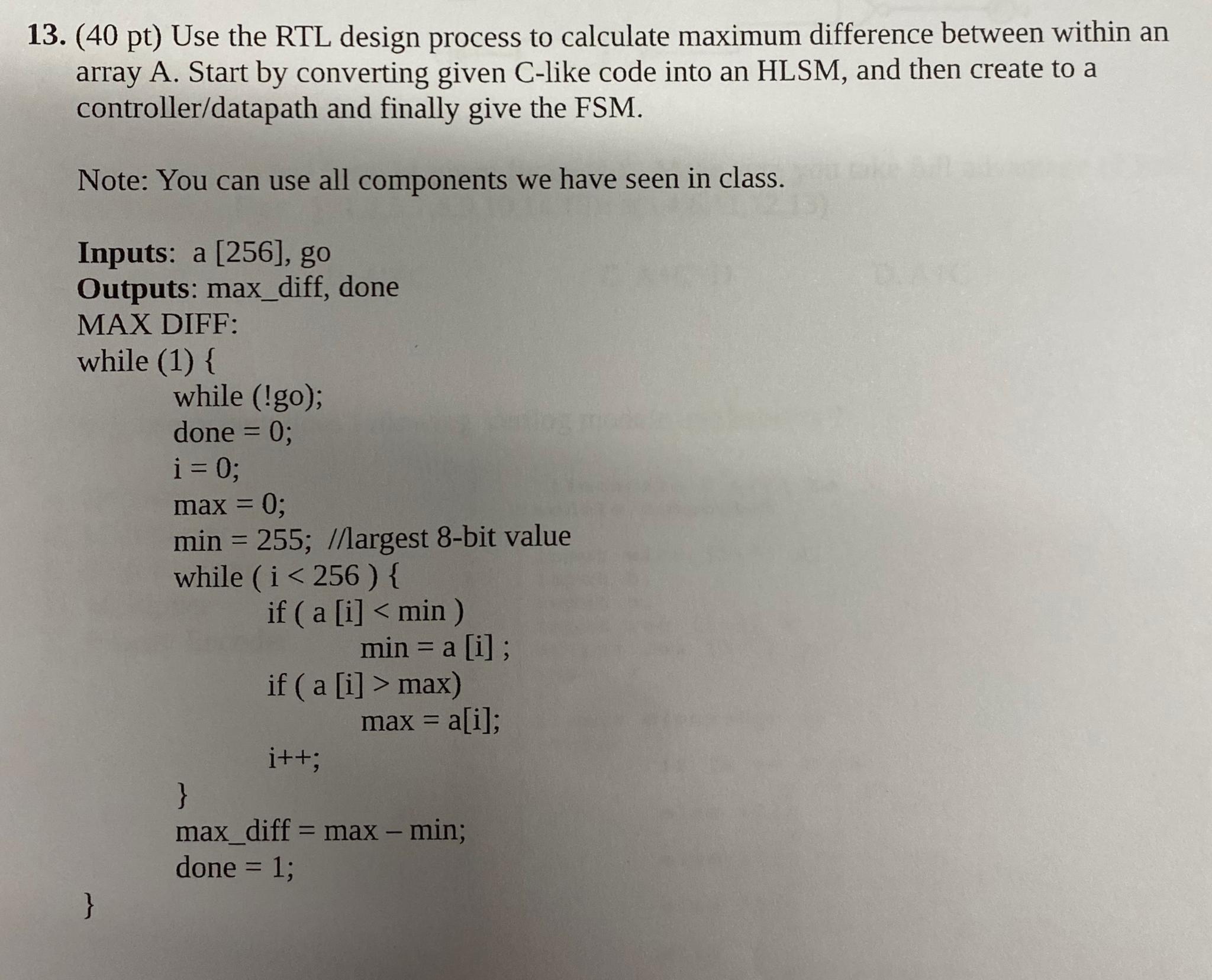 Solved (40 ﻿pt) ﻿Use the RTL design process to calculate | Chegg.com