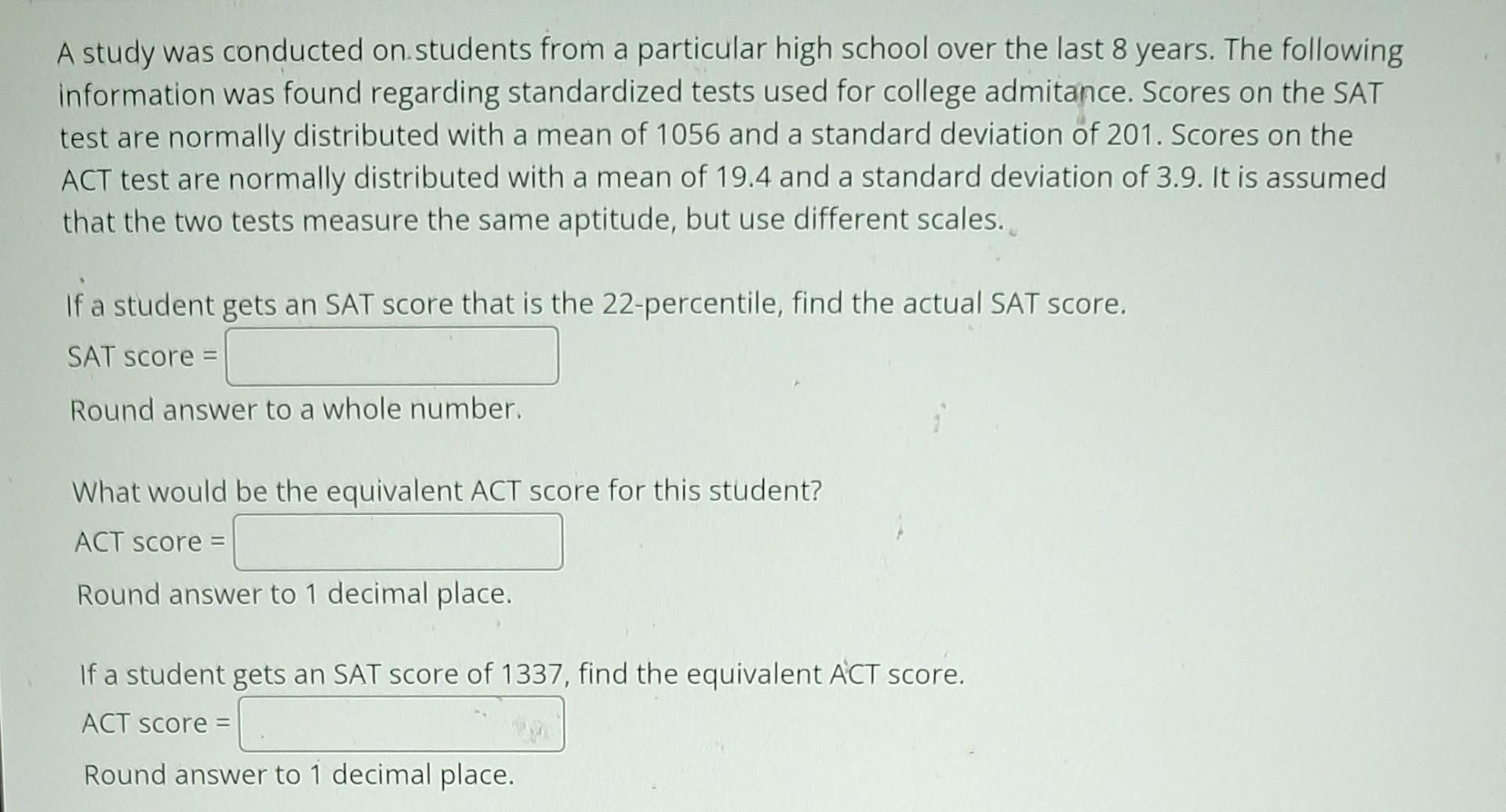 Solved A study was conducted on students from a particular | Chegg.com