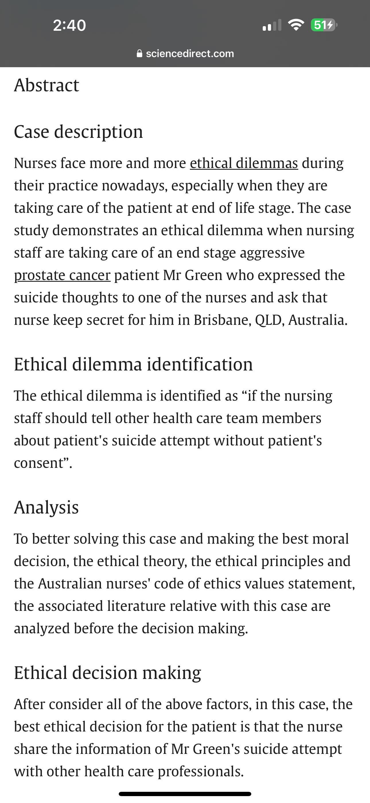 [Solved]: 2:40 514 sciencedirect.com Abstract Case descript