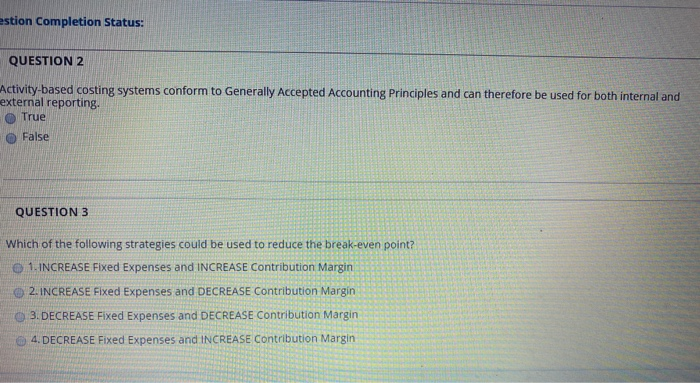 solved question completion status: assets decrease and... Solved stion Completion Status: QUESTION 2 Activity-based | Chegg.com