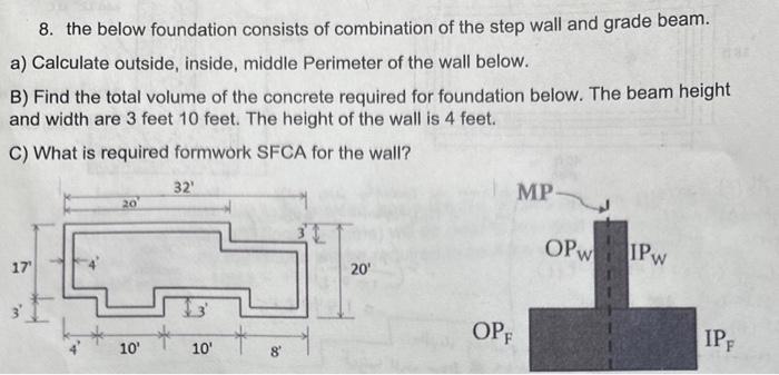 Solved 8. the below foundation consists of combination of | Chegg.com