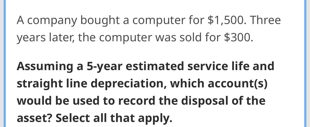 Solved A company bought a computer for 1,500. Three years