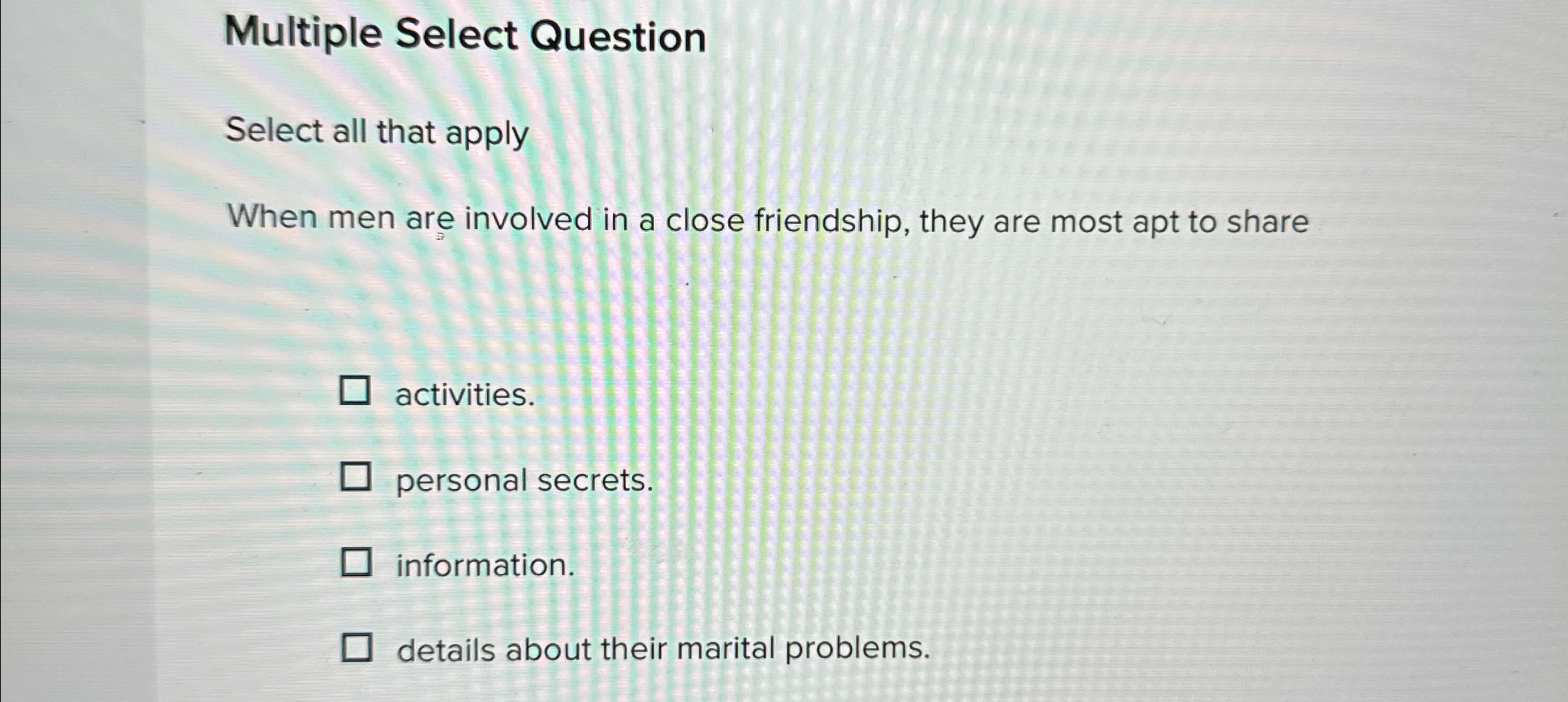 Solved Multiple Select QuestionSelect all that applyWhen men | Chegg.com