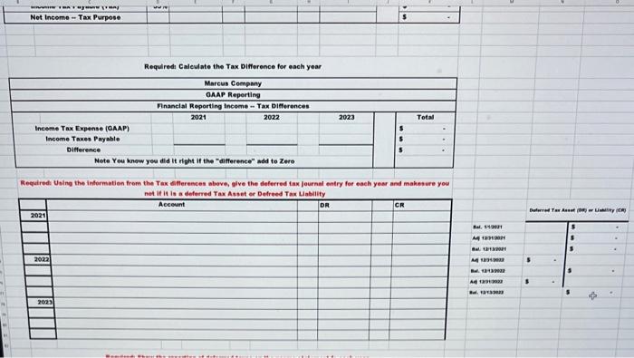 Marcus Co. Data for tax deferral analysis and | Chegg.com