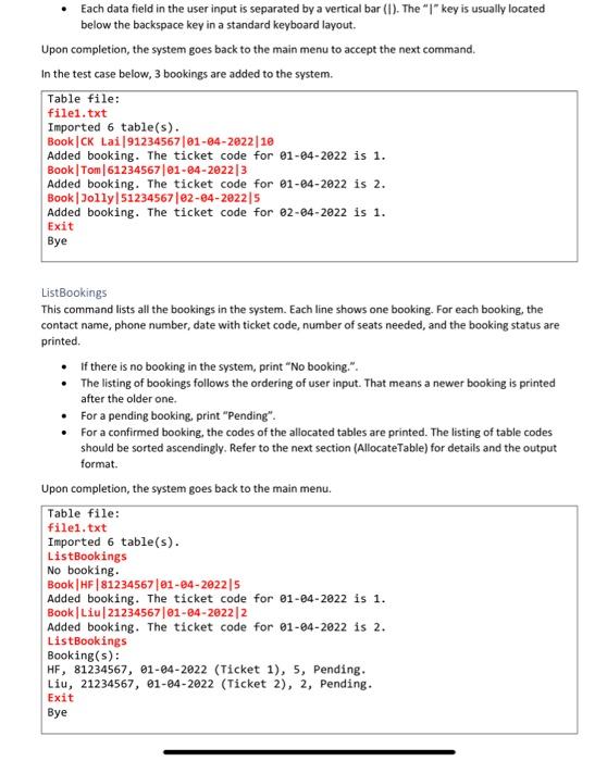 Solved write python code to to build a table booking system | Chegg.com