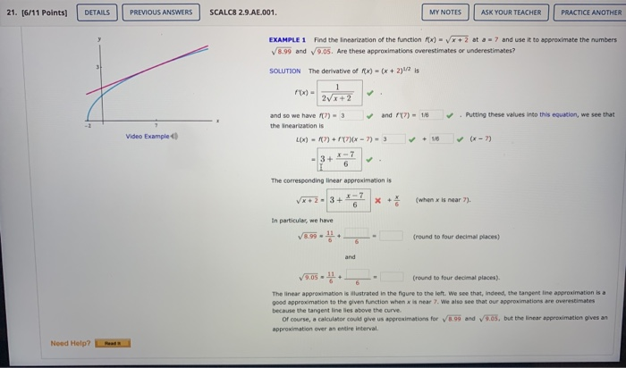 Solved 21. [6/11 Points] DETAILS PREVIOUS ANSWERS SCALC8 | Chegg.com