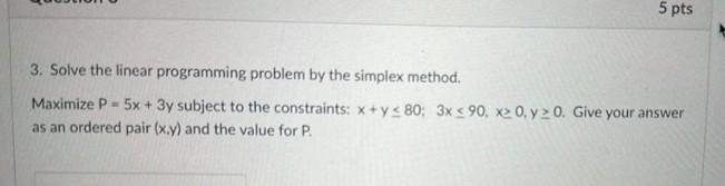 Solved 3. Solve the linear programming problem by the | Chegg.com