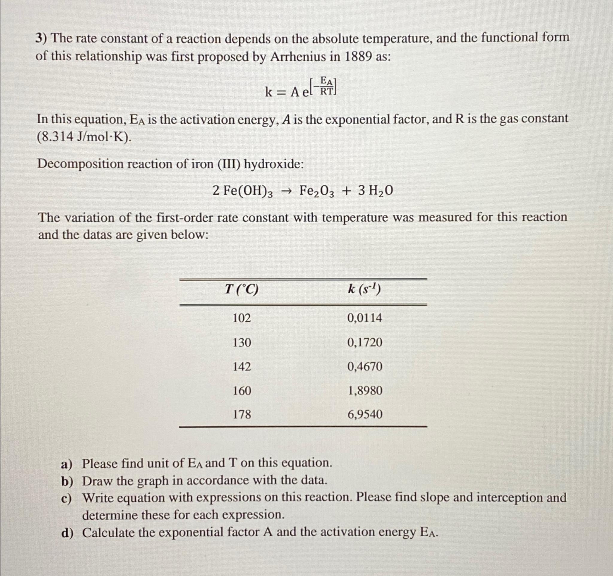 Solved The rate constant of a reaction depends on the | Chegg.com