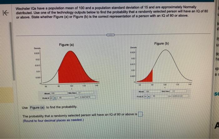 Solved Wechsler IQs have a population mean of 100 and a | Chegg.com