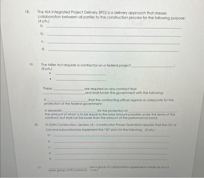 Solved The AlA Integrated Project Delivery (IPD) is a | Chegg.com