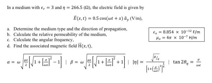 Solved In A Medium With Er 3 And 1 266 5 22 The El Chegg Com