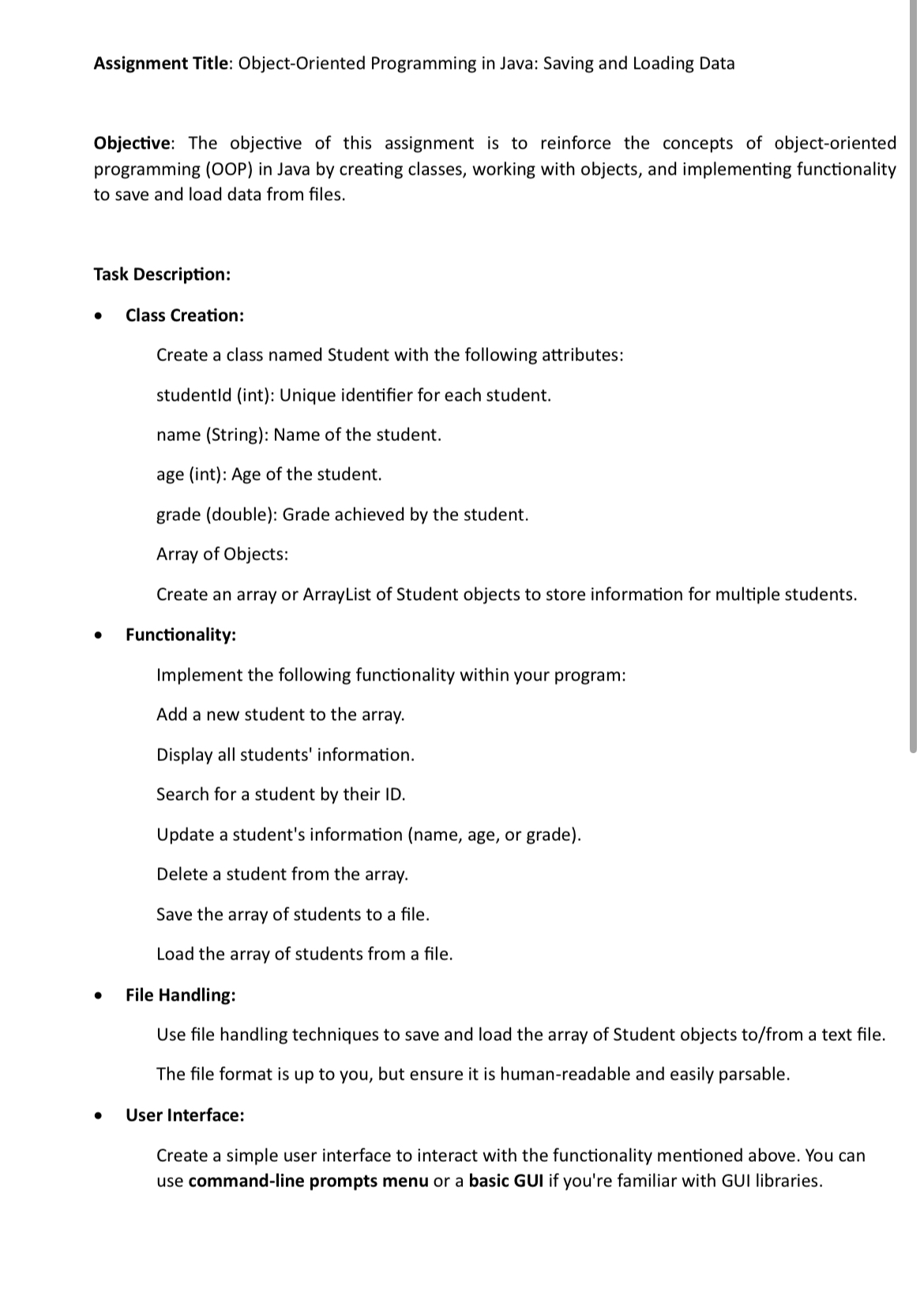 Solved Assignment Title: Object-Oriented Programming in | Chegg.com