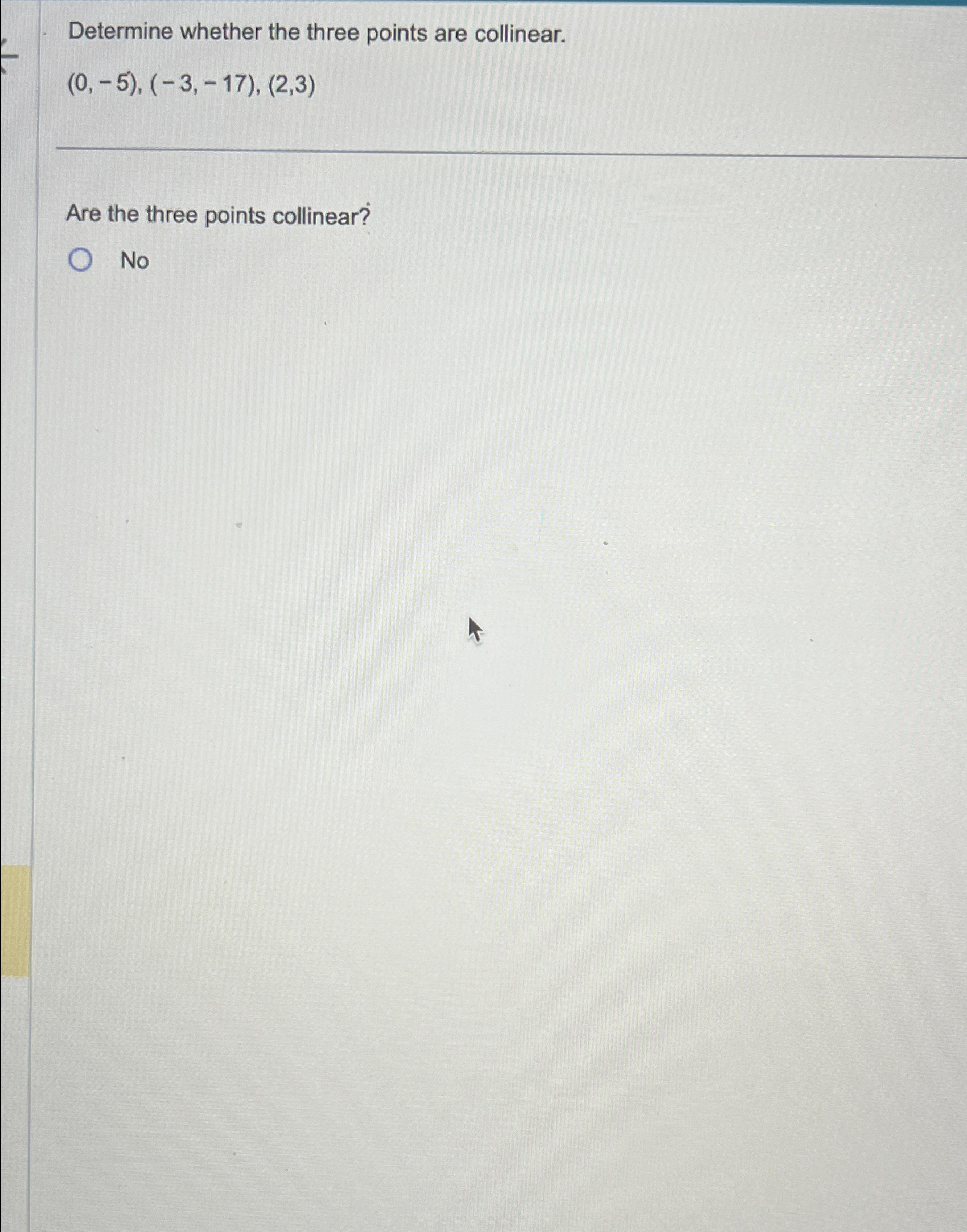 Solved Determine whether the three points are | Chegg.com