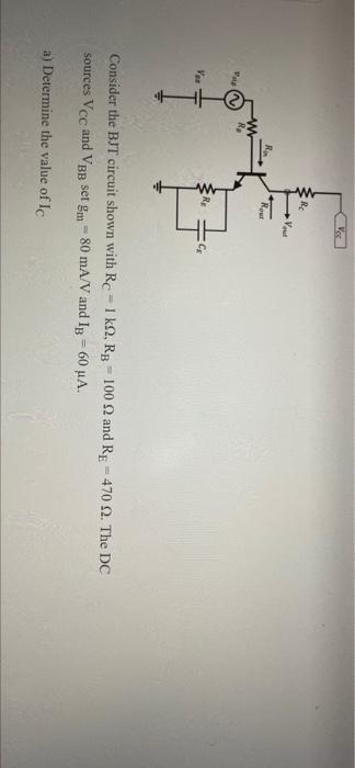 Solved Ver Rc V RA R w VO Consider the BJT circuit shown | Chegg.com