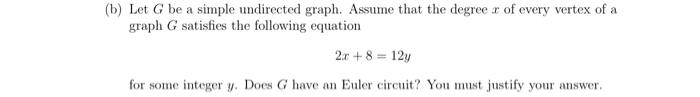 Solved (b) Let G be a simple undirected graph. Assume that | Chegg.com