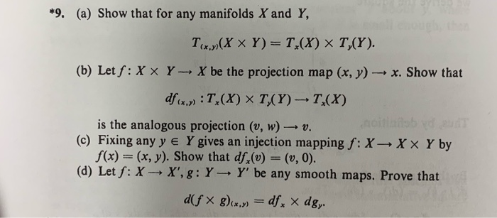 Solved 9 A Show That For Any Manifolds X And Y Tx Chegg Com