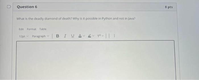 Solved Question 6 8 pts What is the deadly diamond of death? | Chegg.com