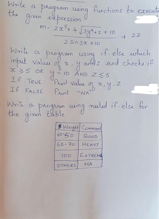 Solved Write he a given program using expression functions | Chegg.com