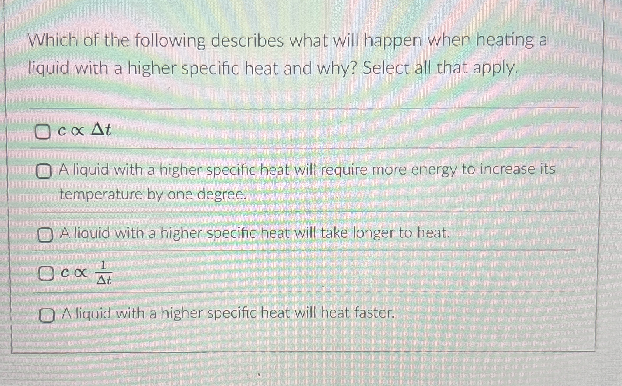 Solved Which of the following describes what will happen | Chegg.com