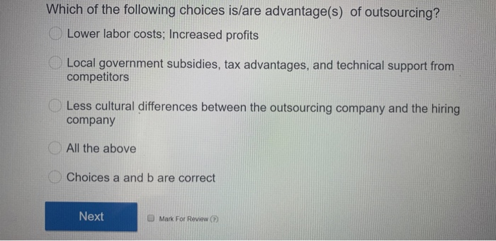 Solved Which Of The Following Choices Is/are Advantage(s) Of | Chegg.com