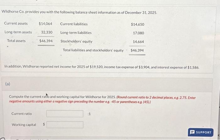 Solved Wildhorse Co. provides you with the following balance | Chegg.com