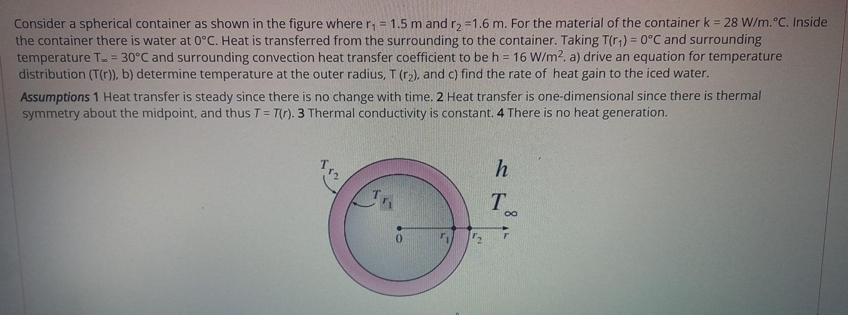 Solved Consider a spherical container as shown in the figure | Chegg.com