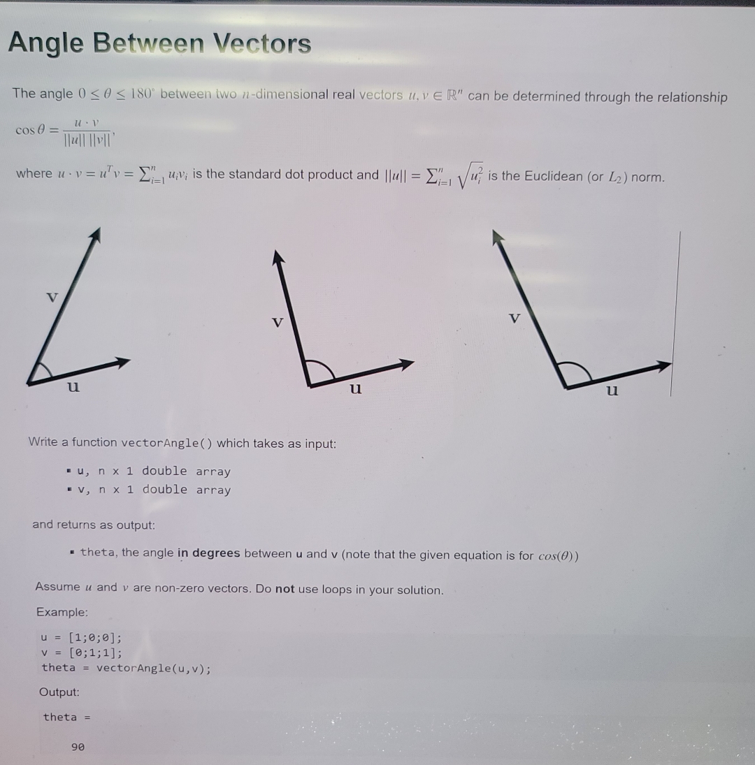 [Solved]: Angle Between Vectors The angle 0 image.