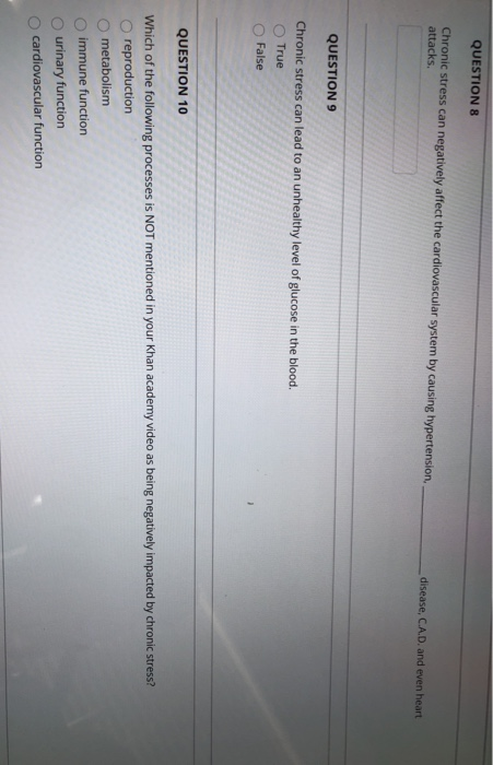 Solved QUESTIONS During the stress response, activation of | Chegg.com