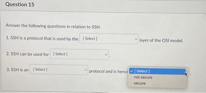 Solved Answer the following questions in relation to SSH. 1. | Chegg.com