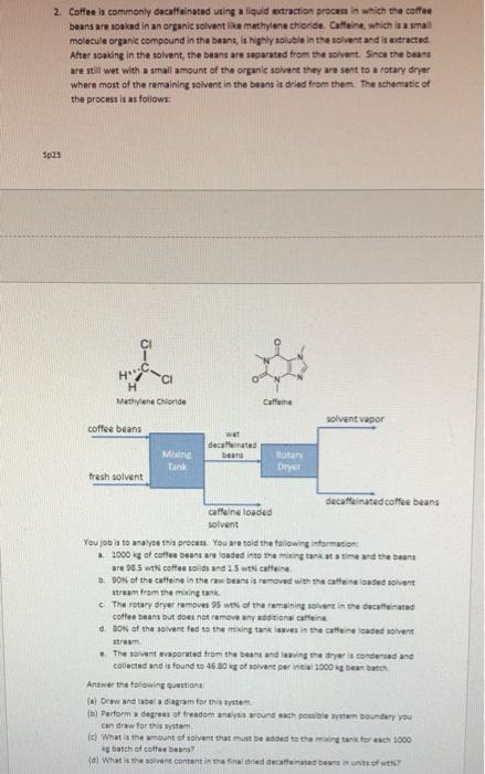 Solved Coffee is commonly decaffeinated using a liquid | Chegg.com