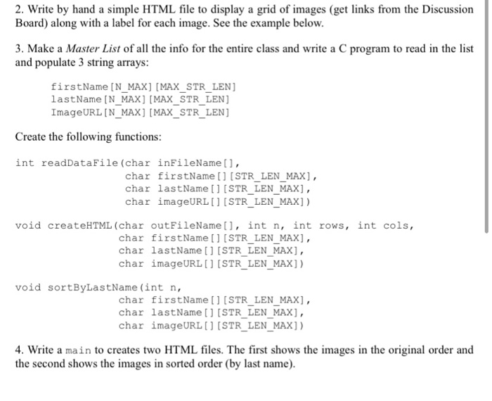 Solved 2. Write by hand a simple HTML file to display a grid | Chegg.com