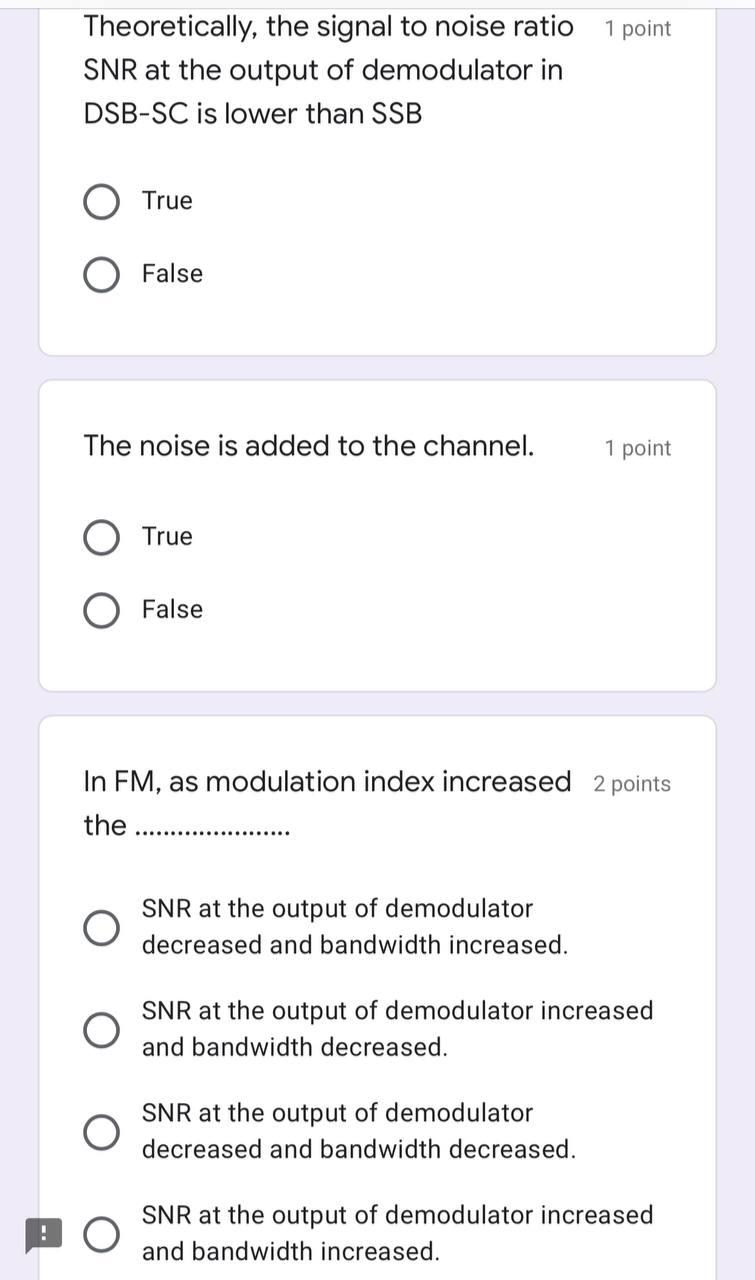 Theoretically, the signal to noise ratio 1 point SNR | Chegg.com