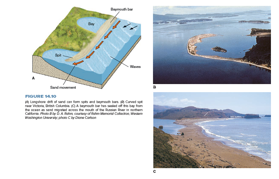 Solved: Show in a sketch how longshore drift of sand can form a ...