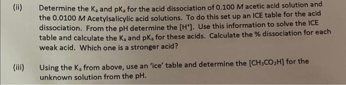 Solved (ii) Determine the Ka and pKa for the acid | Chegg.com