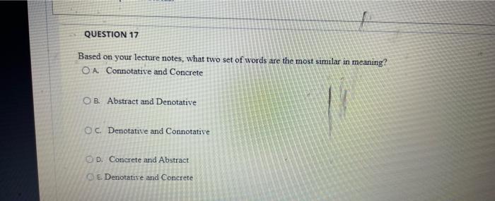 Solved QUESTION 17 Based On Your Lecture Notes What Two Set Chegg