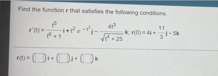 Solved Find the function r that satisfies the following | Chegg.com