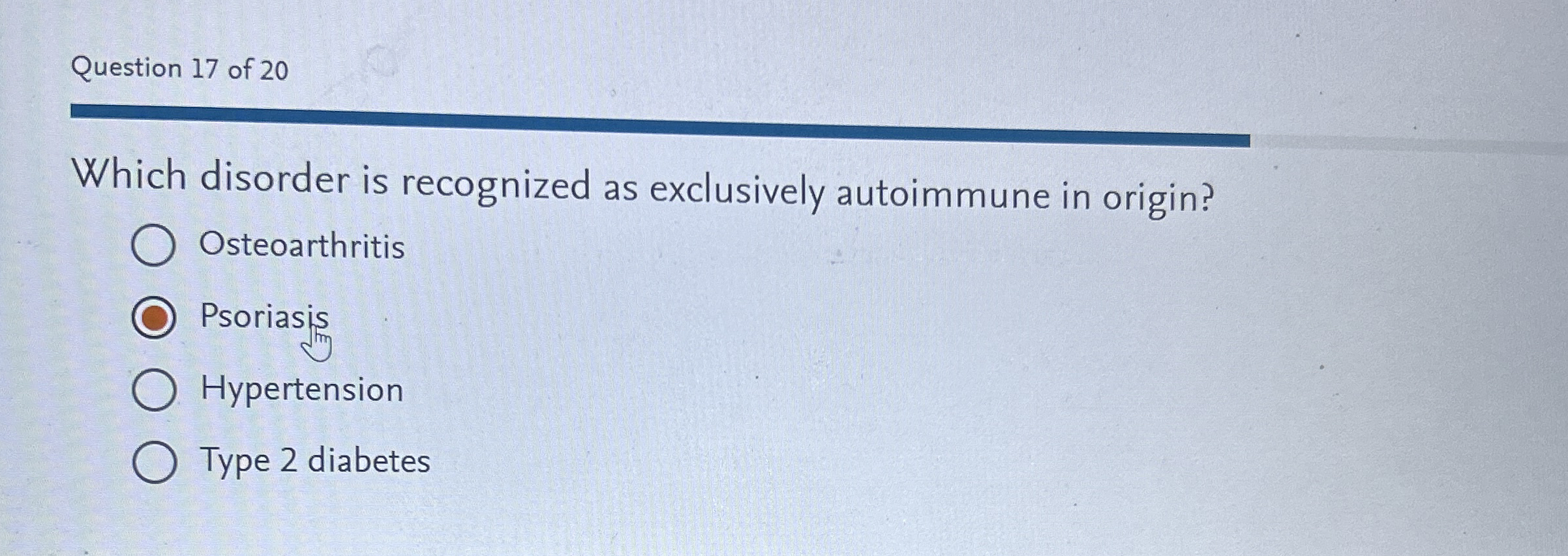 Question 17 ﻿of 20Which disorder is recognized as | Chegg.com