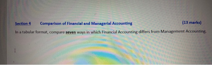 Solved Section 4 Comparison of Financial and Managerial | Chegg.com