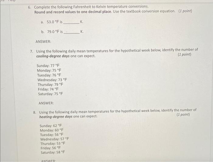 Solved 1. Complete the following Celsius to Fahrenheit | Chegg.com