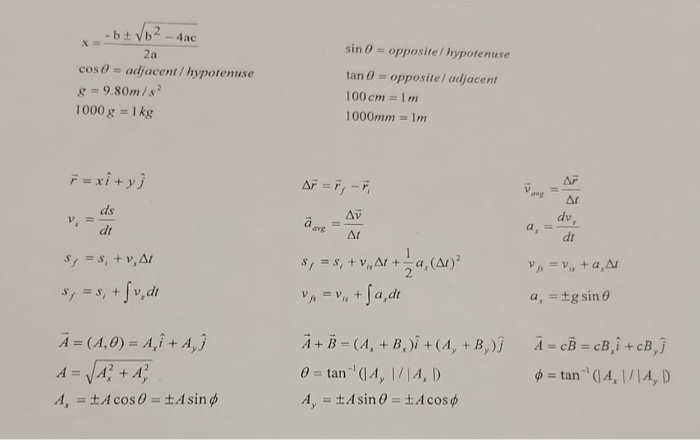 Solved Sin 0 Oppositel Hypotenuse B B 4ac 2a Cos 0 Chegg Com