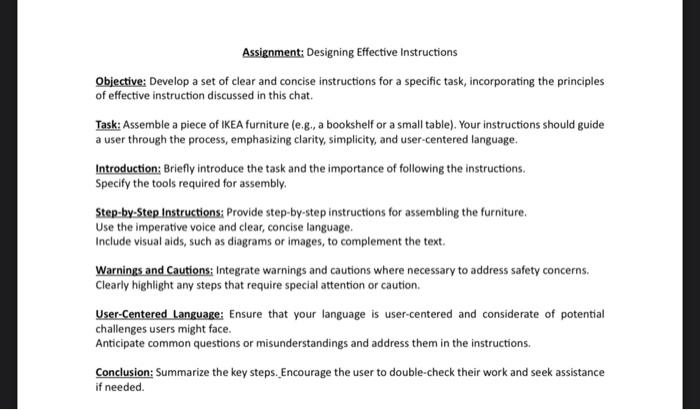 Solved Assignment: Designing Effective Instructions | Chegg.com