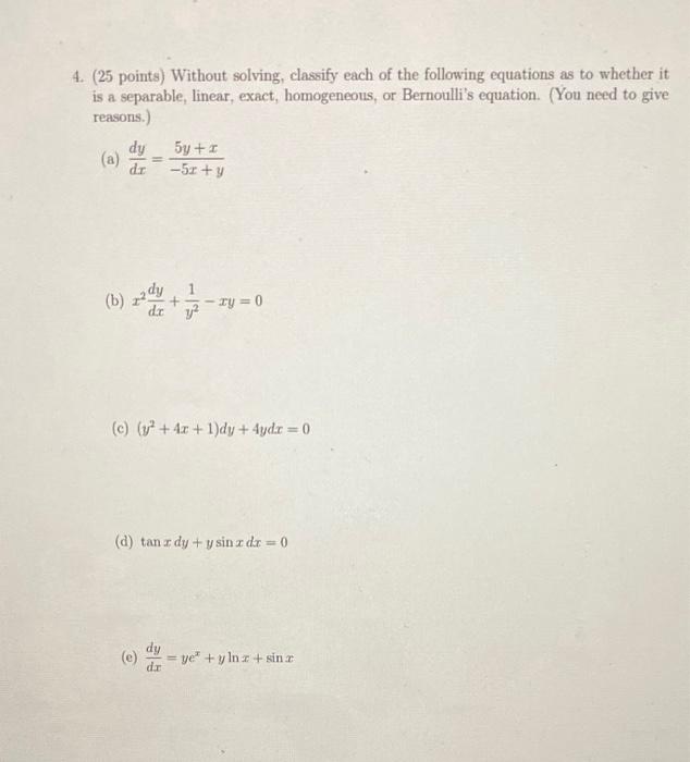 Solved 4 25 Points Without Solving Classify Each Of The 7805