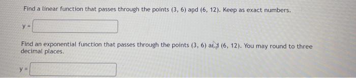 Solved Find a linear function that passes through the points | Chegg.com