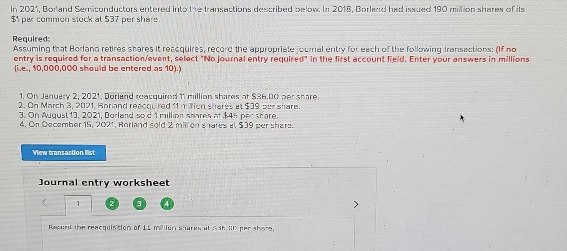 Solved In 2021, Borland Semiconductors Entered Into The | Chegg.com