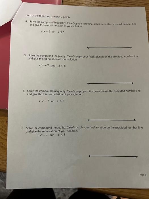 Solved Each of the following is worth 2 points. 4. Solve the | Chegg.com